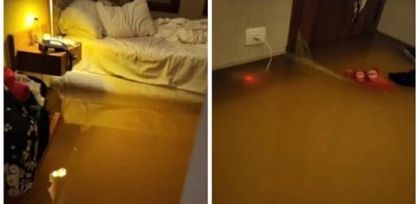 Filha de FafÃ¡ de BelÃ©m mostra quarto inundado em chuva no litoral de SP